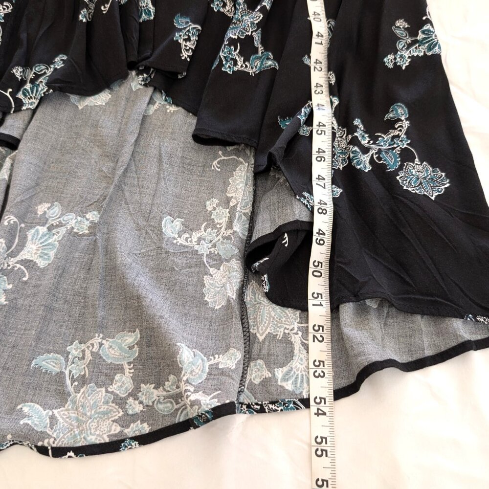 TORRID Dress 2 Black Floral Maxi High Low Hem V Neck 3/4 Sleeve Button Front - Picture 15 of 16